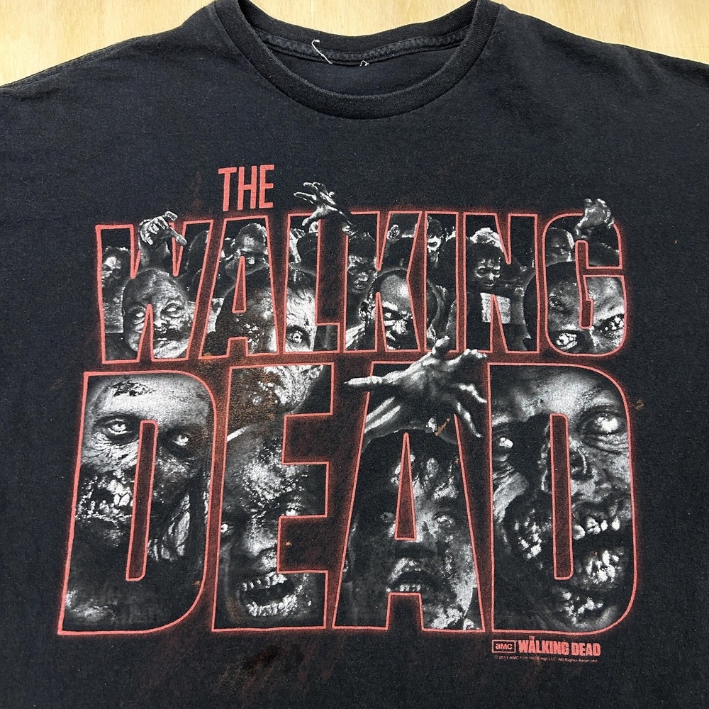 The Walking Dead Shirt Mens XL Black Zombie Horror Logo Distressed Tee T-Shirt
